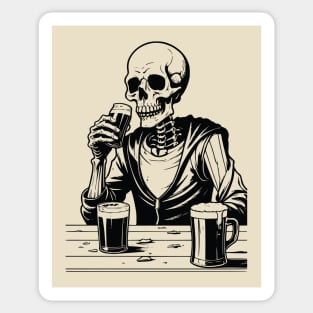 SKELETON DRINKING BEER Sticker